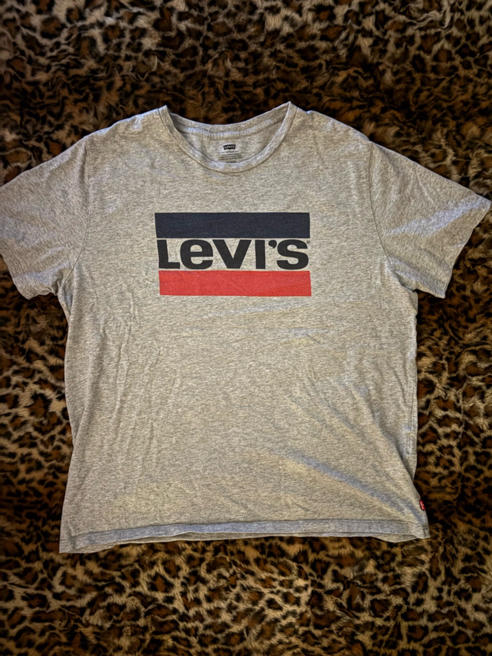 Levi's Gray Tee with Red & Black Logo Bars